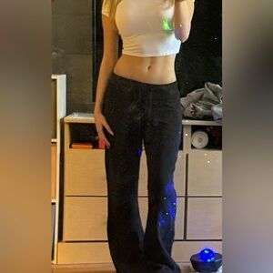 Black low rise flared sweatpants